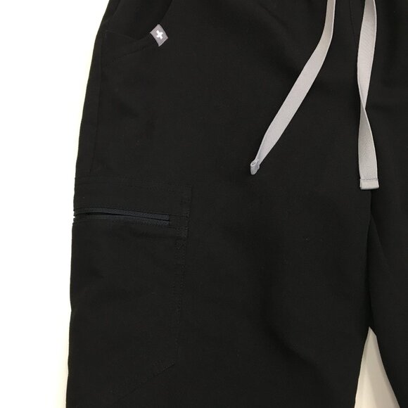 FIGS Petite Black ZAMORA Zip Pocket Pull On Drawstring Waist Jogger Scrubs Pant - Picture 7 of 12